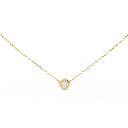 0.37 Cttw Round Cut Natural Diamond Bezel Set Pendant Necklace | Dainty Solid Gold Solitaire Necklace | Ideal The Engagement Gift for Her.