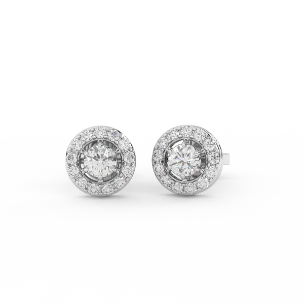 5/9 Cttw Round Cut Certified Natural Diamond Stud Halo Earrings | 14kt Gold