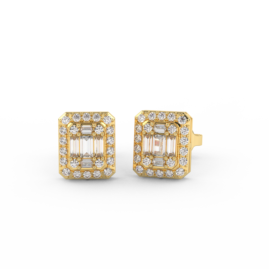 1/3 Cttw Certified Diamond Square Stud Earrings | Crafted In 14kt Gold