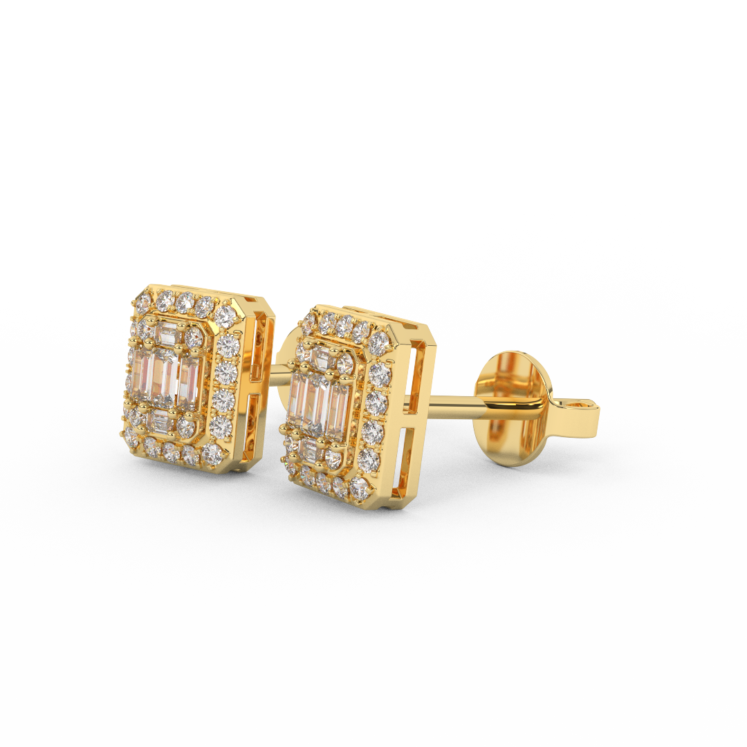 1/3 Cttw Certified Diamond Square Stud Earrings | Crafted In 14kt Gold