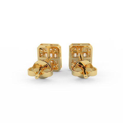 1/3 Cttw Certified Diamond Square Stud Earrings | Crafted In 14kt Gold