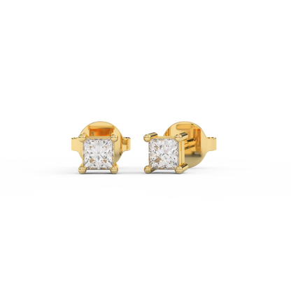 0.10 Carat Diamond Elegant Princess Cut Stud Earrings | Crafted In 14kt Gold