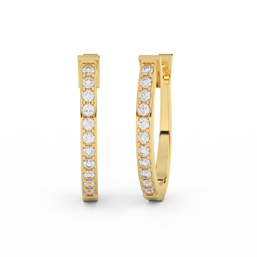 1/5 Cttw Round Diamond Hoop Earrings | Effortless Glamour In 14kt Gold