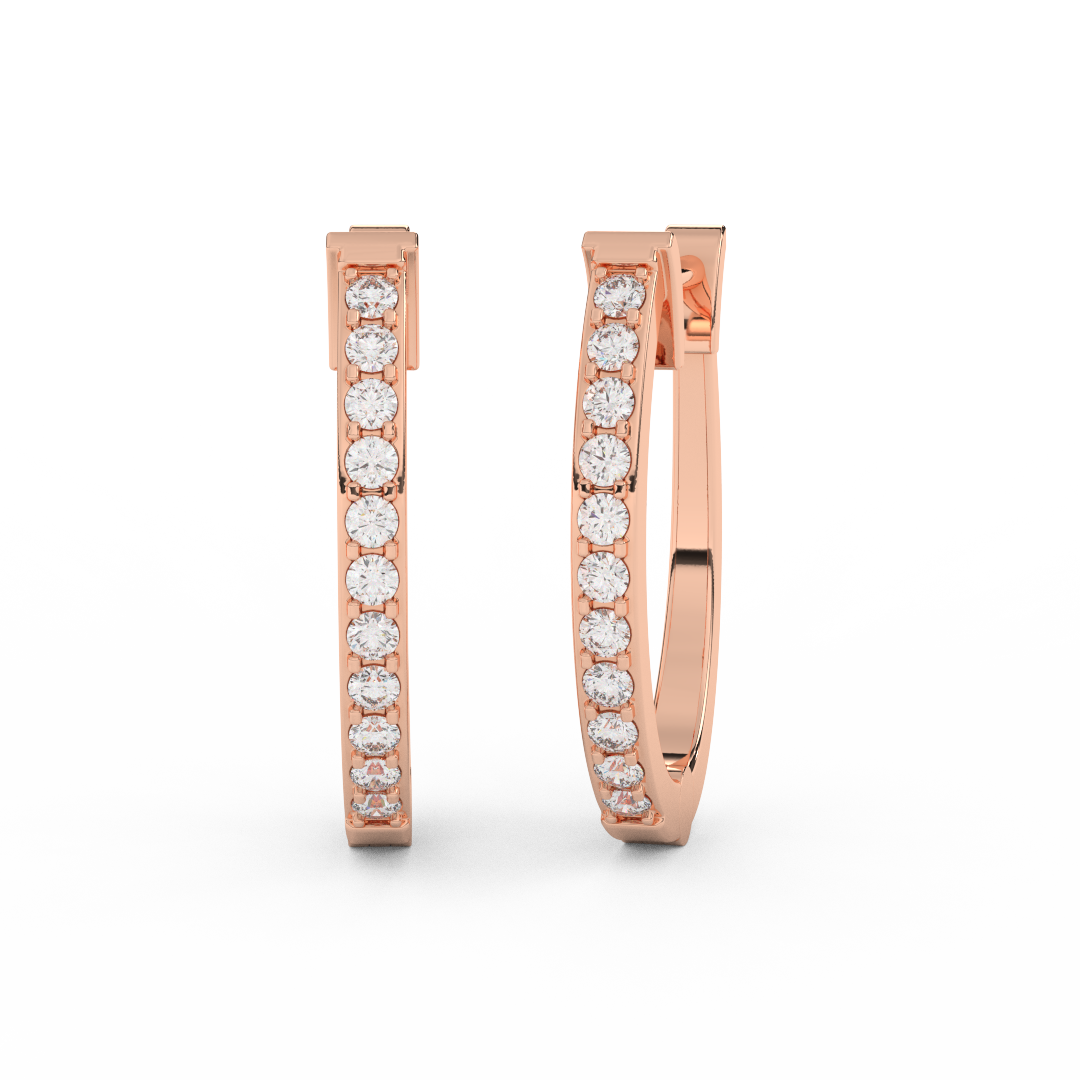 1/5 Cttw Round Diamond Hoop Earrings | Effortless Glamour In 14kt Gold