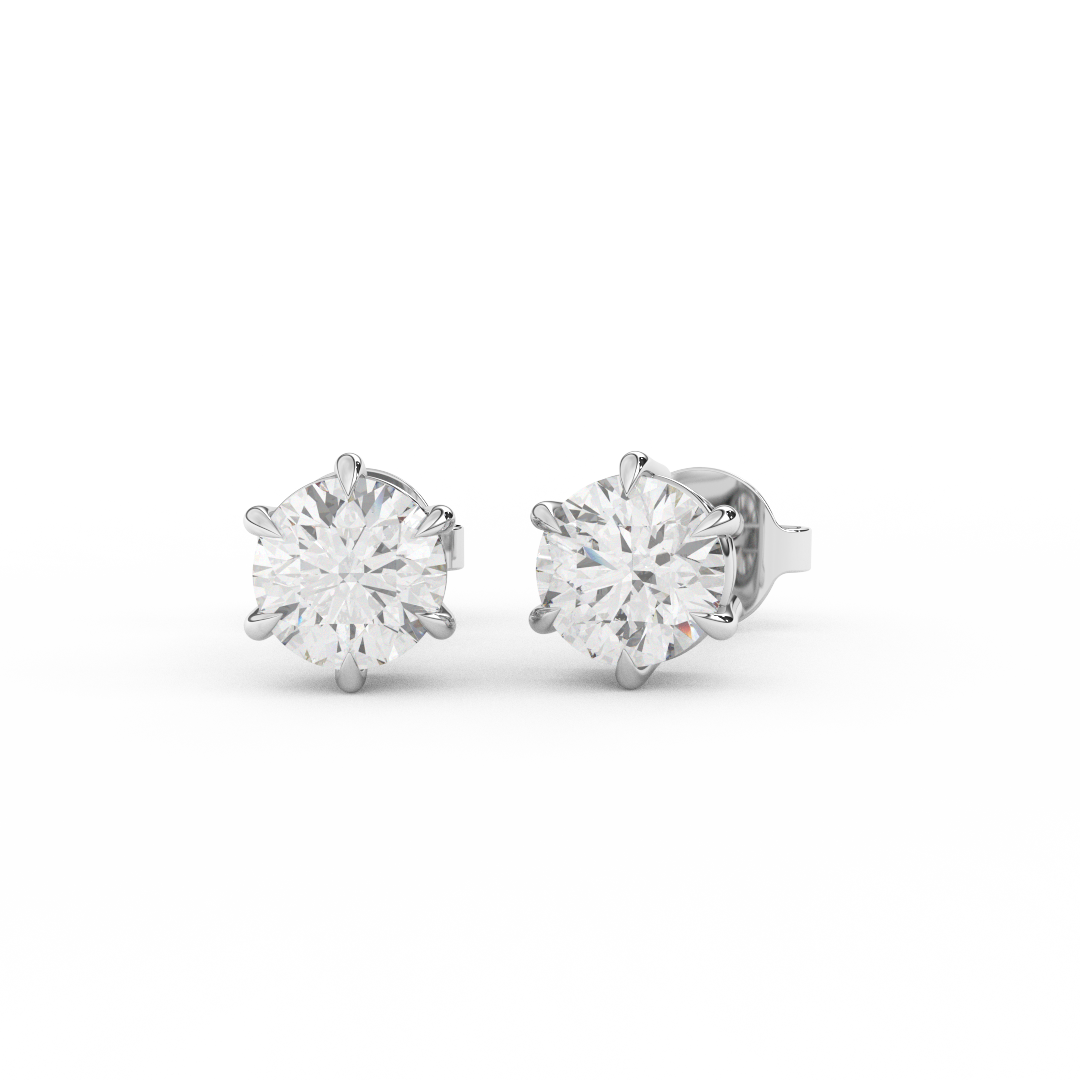 1 1/7 Cttw Round Cut Certified Natural Diamond Solitaire Stud Earrings | 14kt Gold