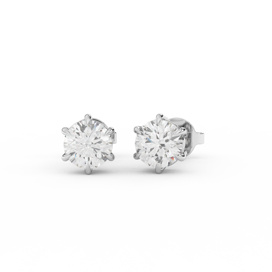 1 1/7 Cttw Round Cut Certified Natural Diamond Solitaire Stud Earrings | 14kt Gold