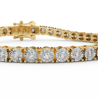 0.93 Cttw Certified Diamond Shared Prong Tennis Bracelet In 14KT Gold