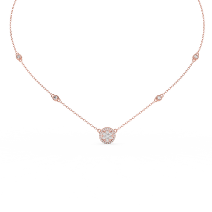 0.57 Cttw Round Cut Halo Diamond Necklace, Dainty Pave Halo Pendant, perfect for weddings, bridesmaid gifts, anniversaries, and Mother's Day. Ideal gifts for her.