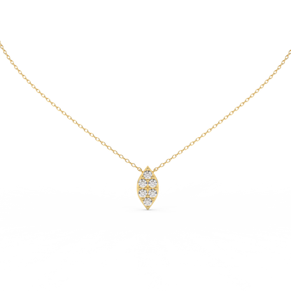 0.56 Cttw Round Cut Natural Diamond Pendant Necklace for Women | 14K Rose, White, and Yellow Gold | Marquise Leaf Design - Perfect Gift for Her