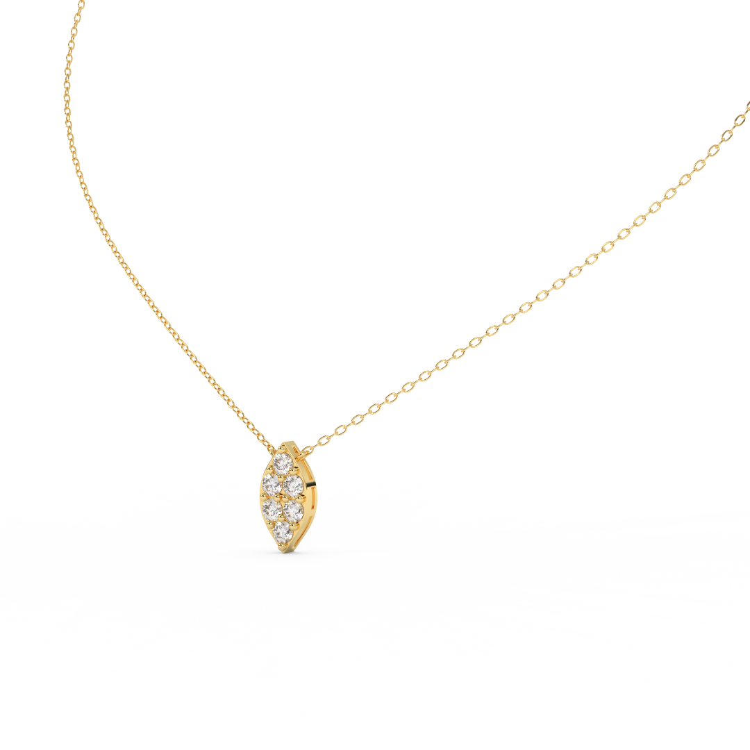 0.56 Cttw Round Cut Natural Diamond Pendant Necklace for Women | 14K Rose, White, and Yellow Gold | Marquise Leaf Design - Perfect Gift for Her