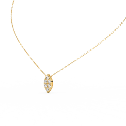 0.56 Cttw Round Cut Natural Diamond Pendant Necklace for Women | 14K Rose, White, and Yellow Gold | Marquise Leaf Design - Perfect Gift for Her