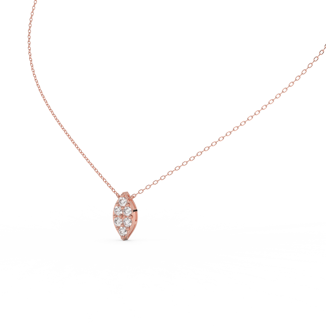 0.56 Cttw Round Cut Natural Diamond Pendant Necklace for Women | 14K Rose, White, and Yellow Gold | Marquise Leaf Design - Perfect Gift for Her