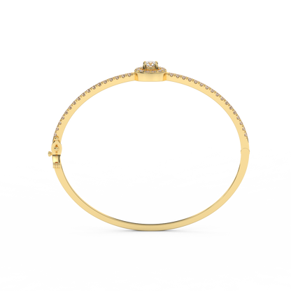 1 2/7 Cttw Certified Diamond Pave-Set Halo Bangle Bracelet In 14KT Gold