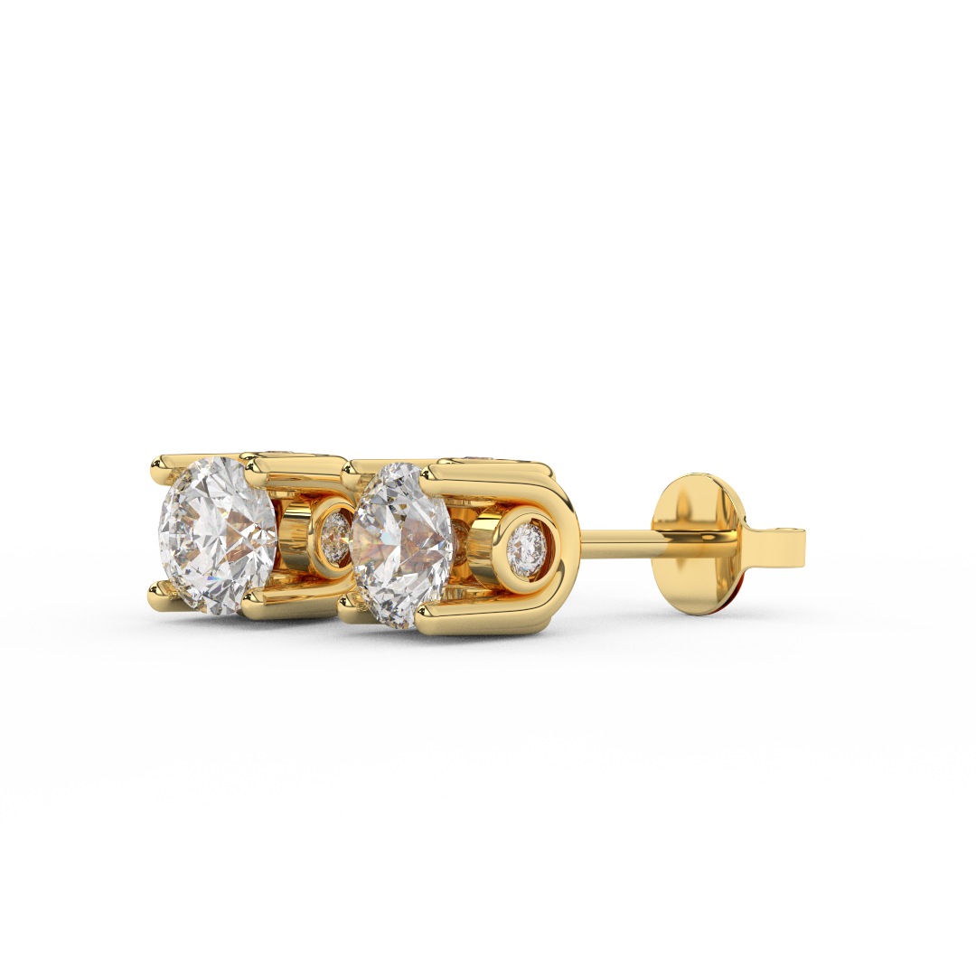 1 3/8 Cttw Round Cut Certified Natural Diamond Designer Stud Earrings | 14kt Gold