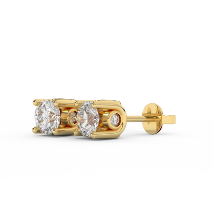 1 3/8 Cttw Round Cut Certified Natural Diamond Designer Stud Earrings | 14kt Gold