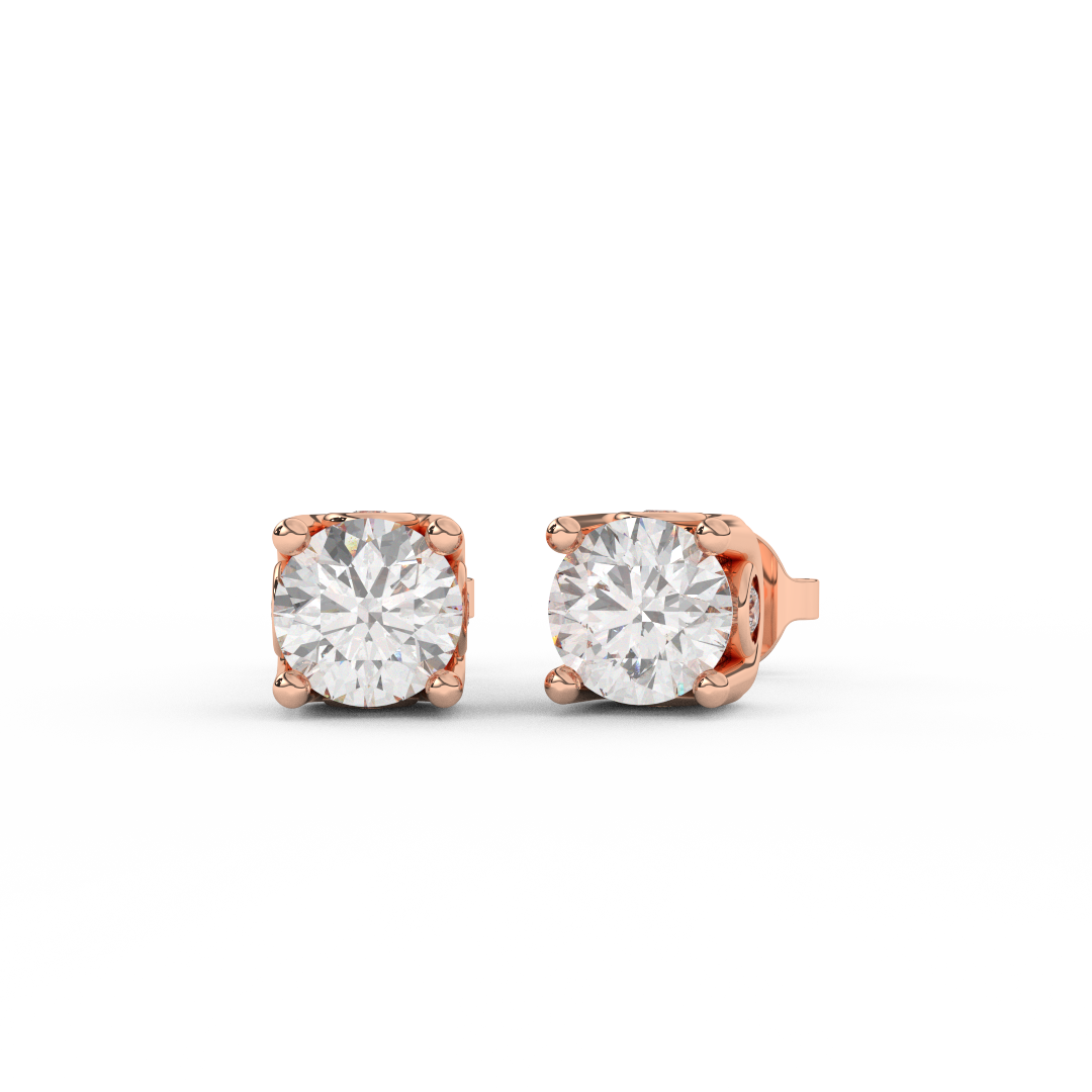 1 3/8 Cttw Round Cut Certified Natural Diamond Designer Stud Earrings | 14kt Gold