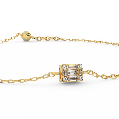 1/9 Cttw Baguette Diamond Bracelet | Captivating Square Design In 14kt Gold