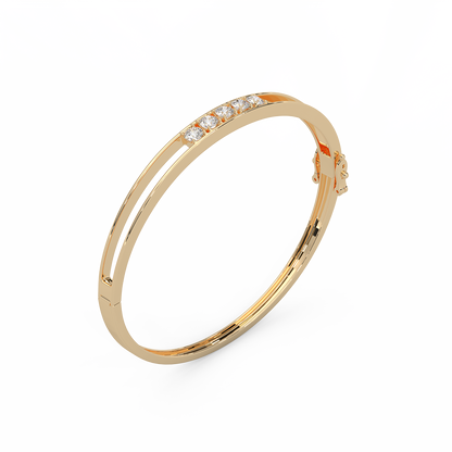 1 6/7 Cttw Certified Diamond Artistry Bangle Bracelet In 14KT Gold