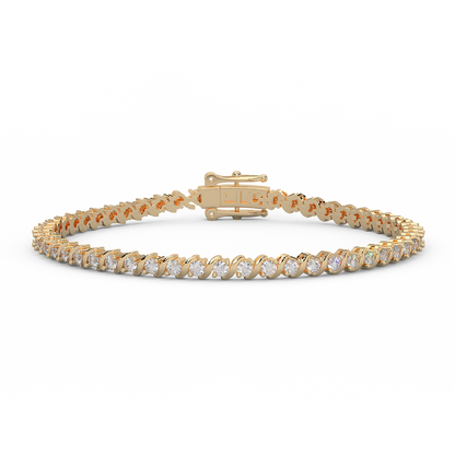 3.07 Cttw Certified Diamond Designer Tennis Bracelet In 14KT Gold | Timeless Elegance