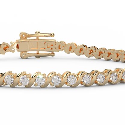 3.07 Cttw Certified Diamond Designer Tennis Bracelet In 14KT Gold | Timeless Elegance