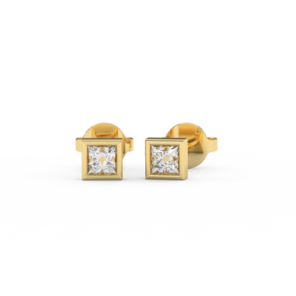 1/6 Cttw Princess Cut Natural Diamond Stud Earrings | 14kt Gold