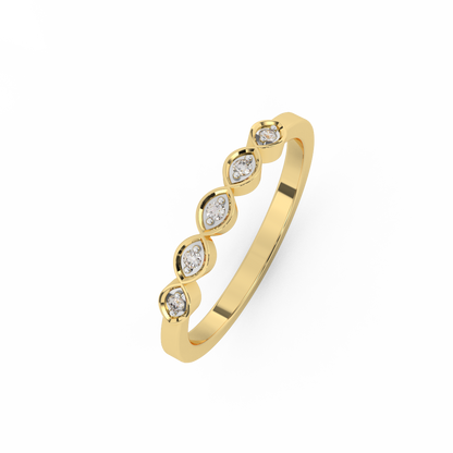 Certified Natural Diamond Ring 0.05 Cttw Round Brilliant Cut | Marquise Matching Design In 14kt Gold