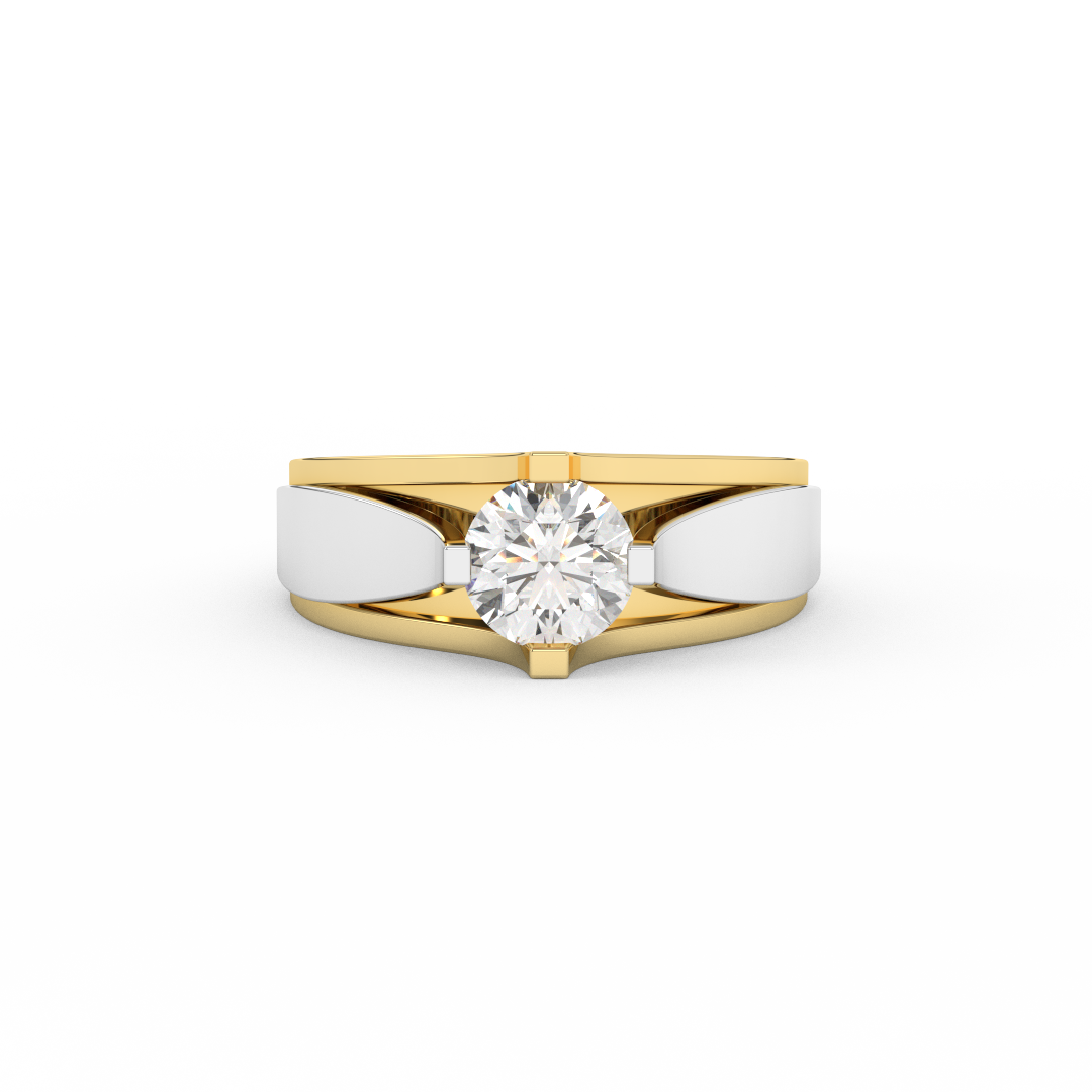 5/6 Carat Certified Diamond Two Tone Solitaire Ring In 14kt Gold