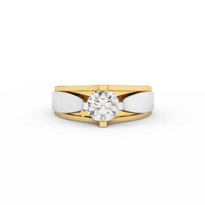 5/6 Carat Certified Diamond Two Tone Solitaire Ring In 14kt Gold