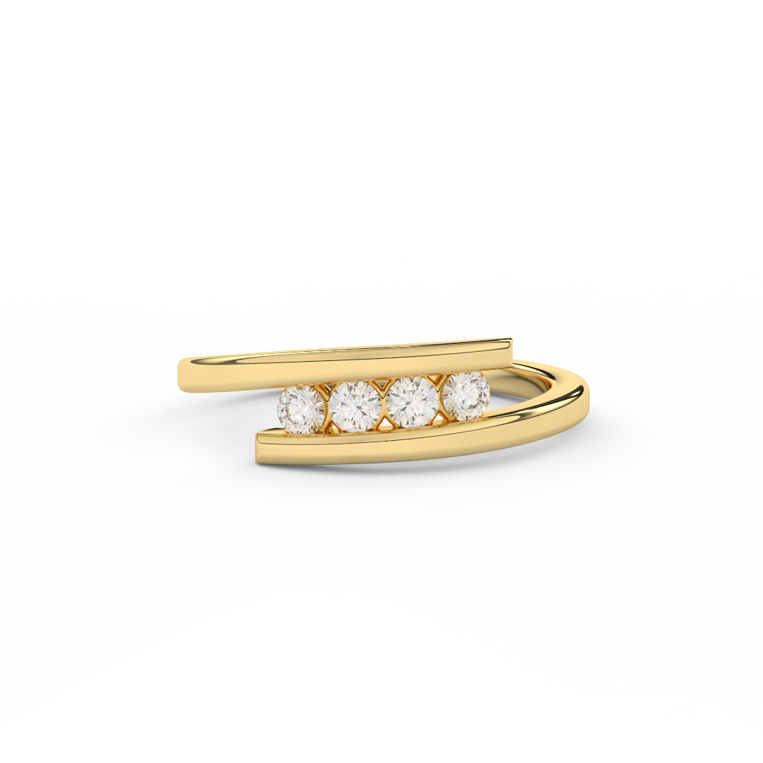 1/4 Cttw Certified Diamond Four-Stone Bypass Ring In 14kt Gold