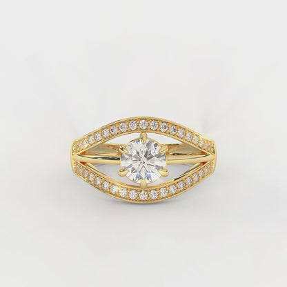 0.97 Cttw Certified Diamond Designer Cluster Ring In 14kt Gold