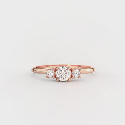 3/7 Cttw Certified Diamond Delicate Three Stone Ring In 14kt Gold